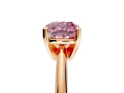 Solitaire Engagement Ring Setting for Fancy Pink Cushion Cut Center with Knife Ridge Band and Claw Prong Head in Rose Gold