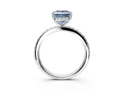 Solitaire Engagement Ring Setting for Fancy Blue Princess Cut Center with Fine Pave Band and Prong Head in Platinum