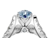 Solitaire Engagement Ring Setting for Fancy Blue Pear-Shaped Center with Pave Cathedral Shoulders and Prong Head in Sterling Silver