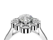 Cluster Halo Engagement Ring Setting for Marquise Center with Milgrain Bezel Accents and Prong Head in Platinum