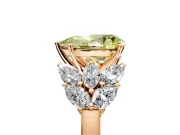 Leaf Cluster Engagement Ring Setting for Fancy Yellow Pear-Shaped Center with Marquise Accents and Prong Head in Rose Gold