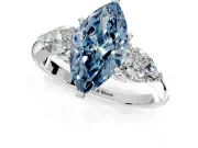 3 Stone Engagement Ring Setting for Fancy Blue Marquise Center with Large Pear-Shaped Accents and Prong Head in Platinum