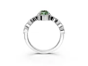 Vintage Station Engagement Ring Setting for Fancy Green Marquise Center with Accents and Prong Head in Sterling Silver