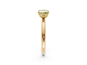 Low-Set Solitaire Engagement Ring Setting for Fancy Yellow Princess Cut Center with Thin Plain Band and Prong Head in Yellow Gold