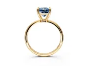 Minimalist Solitaire Engagement Ring Setting for Fancy Blue Radiant Cut Center with Thin Band and Prong Head in Yellow Gold