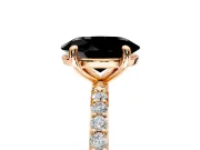 Solitaire Engagement Ring Setting for Fancy Black Oval Center with Pave Accents and Prong Head in Rose Gold