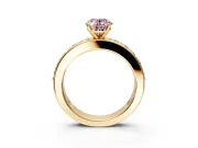 Solitaire Engagement Ring Setting for Fancy Pink Oval Center with Channel-Set Accents and Prong Head in Yellow Gold
