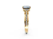 Solitaire Engagement Ring Setting for Fancy Blue Princess Cut Center with Raised Channel Band and Prong Head in Yellow Gold
