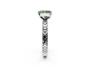 Solitaire Engagement Ring Setting for Fancy Green Radiant Cut Center with XO Engraved Band and Prong Head in White Gold