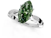 Solitaire Engagement Ring Setting for Fancy Green Marquise Center with Carved Leaf Shoulders and Prong Head in Platinum