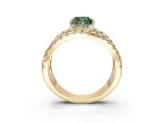 Solitaire Engagement Ring Setting for Fancy Green Cushion Cut Center with Wide-Open Split Shank and Prong Head in Yellow Gold