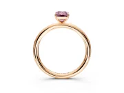 Low-Set Solitaire Engagement Ring Setting for Fancy Pink Emerald Cut Center with Thin Plain Band and Prong Head in Rose Gold