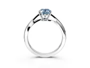 Solitaire Engagement Ring Setting for Fancy Blue Oval Center with Plain Bypass Twist Band and Prong Head in Sterling Silver