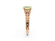 Solitaire Engagement Ring Setting for Fancy Yellow Asscher Cut Center with Filigree Band and Prong Head in Rose Gold