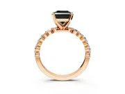 Solitaire Engagement Ring Setting for Fancy Black Princess Cut Center with Alternating Size Accents and Prong Head in Rose Gold