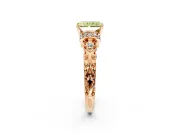 Solitaire Engagement Ring Setting for Fancy Yellow Radiant Cut Center with Filigree Band and Prong Head in Rose Gold