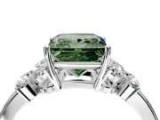 Solitaire Engagement Ring Setting for Fancy Green Princess Cut Center with Marquise Flower Shoulders and Prong Head in White Gold