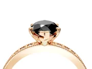 Milgrain Pave Engagement Ring Setting for Fancy Black Marquise Center with Accent Band and Prong Head in Rose Gold