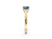 Solitaire Engagement Ring Setting for Fancy Blue Cushion Cut Center with Open Cathedral Shoulders and Prong Head in Yellow Gold