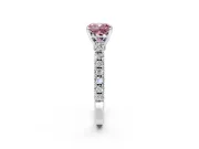 Solitaire Engagement Ring Setting for Fancy Pink Cushion Cut Center with Single Row Accent Band and Prong Head in Sterling Silver