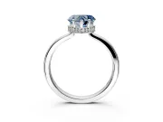 Hidden Halo Engagement Ring Setting for Fancy Blue Heart-Shaped Center with Wide Flat Plain Band and Prong Head in White Gold