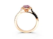 Floral Engagement Ring Setting for Fancy Pink Radiant Cut Center with Pave Band and Floral Prong Head in Rose Gold