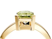 Solitaire Engagement Ring Setting for Fancy Yellow Radiant Cut Center with Plain Band and Flat Tab Prong Head in Yellow Gold