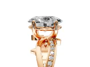Solitaire Engagement Ring Setting for Oval Center with Pave and Plain Crossover Band and Prong Head in Rose Gold