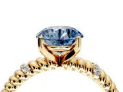 Rope Engagement Ring Setting for Fancy Blue Round Cut Center with Accent Shoulders and Prong Head in Yellow Gold