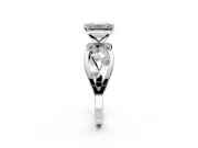 Solitaire Engagement Ring Setting for Emerald Cut Center with Criss-Cross Accent Band and Prong Head in Platinum