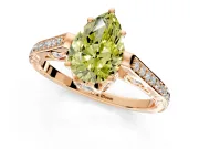 Cathedral Engagement Ring Setting for Fancy Yellow Pear-Shaped Center with Antique-Style Pave Band and Prong Head in Rose Gold