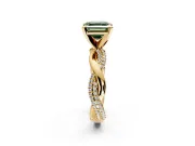 Solitaire Engagement Ring Setting for Fancy Green Asscher Cut Center with Pave and Plain Crossover and Basket Head in Yellow Gold