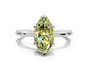 Solitaire Engagement Ring Setting for Fancy Yellow Marquise Center with Bamboo Band and Prong Head in Platinum