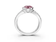 Bezel Engagement Ring Setting for Fancy Pink Round Cut Center with Wide Channel-Set Band and Bezel Head in Sterling Silver