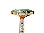 Solitaire Engagement Ring Setting for Fancy Green Marquise Center with Shared-Prong Accents and Prong Head in Rose Gold