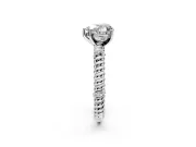 Rope Engagement Ring Setting for Heart-Shaped Center with Accent Shoulders and Prong Head in Platinum