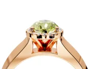 Halo Engagement Ring Setting for Fancy Yellow Pear-Shaped Center with Knife Ridge Cathedral Band and Prong Head in Rose Gold