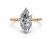 Solitaire Engagement Ring Setting for Marquise Center with Plain Twisted Rope Band and Prong Head in Rose Gold