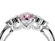 Cluster Engagement Ring Setting for Fancy Pink Pear-Shaped Center with Bezel Accent Clusters and Prong Head in Sterling Silver