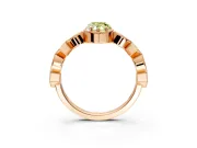 Milgrain Bezel Engagement Ring Setting for Fancy Yellow Pear-Shaped Center with Marquise Stations and Bezel Head in Rose Gold