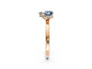 Hidden Halo Engagement Ring Setting for Fancy Blue Heart-Shaped Center with Plain Band and Tall Prong Head in Rose Gold