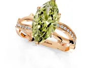 Solitaire Engagement Ring Setting for Fancy Yellow Marquise Center with Pave and Plain Crossover Band and Prong Head in Rose Gold