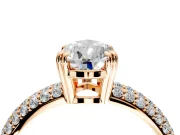 Solitaire Engagement Ring Setting for Pear-Shaped Center with Multi-Row Pave Accents and Basket Head in Rose Gold