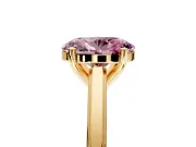 Solitaire Engagement Ring Setting for Fancy Pink Oval Center with Flat-Sided Plain Band and Prong Head in Yellow Gold