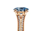 Solitaire Engagement Ring Setting for Fancy Blue Oval Center with Pave Rail Split Shank and Prong Head in Rose Gold