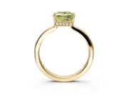 Hidden Halo Engagement Ring Setting for Fancy Yellow Princess Cut Center with Wide Flat Plain Band and Prong Head in Yellow Gold