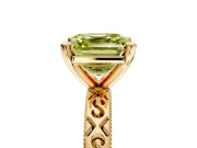Solitaire Engagement Ring Setting for Fancy Yellow Asscher Cut Center with Scrollwork Band and Prong Head in Yellow Gold