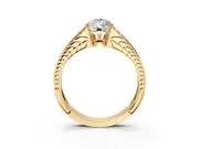 Split Shank Engagement Ring Setting for Pear-Shaped Center with Pave Split Shank and Prong Head in Yellow Gold