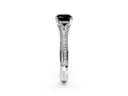 Solitaire Engagement Ring Setting for Fancy Black Cushion Cut Center with Pave Rail Split Shank and Prong Head in Platinum