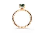 Hidden Halo Engagement Ring Setting for Fancy Green Radiant Cut Center with Thin Rounded Band and Prong Head in Rose Gold